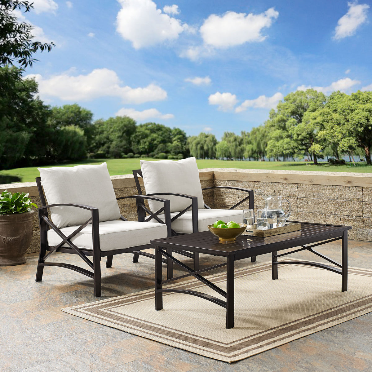 Crosley Outdoor Kaplan 3Pc Outdoor Chair Set