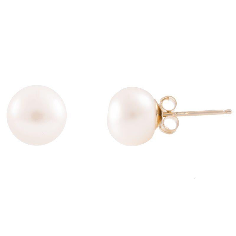 LALI Jewels 14K Yellow Gold White Fresh Water Pearl Stud Earring