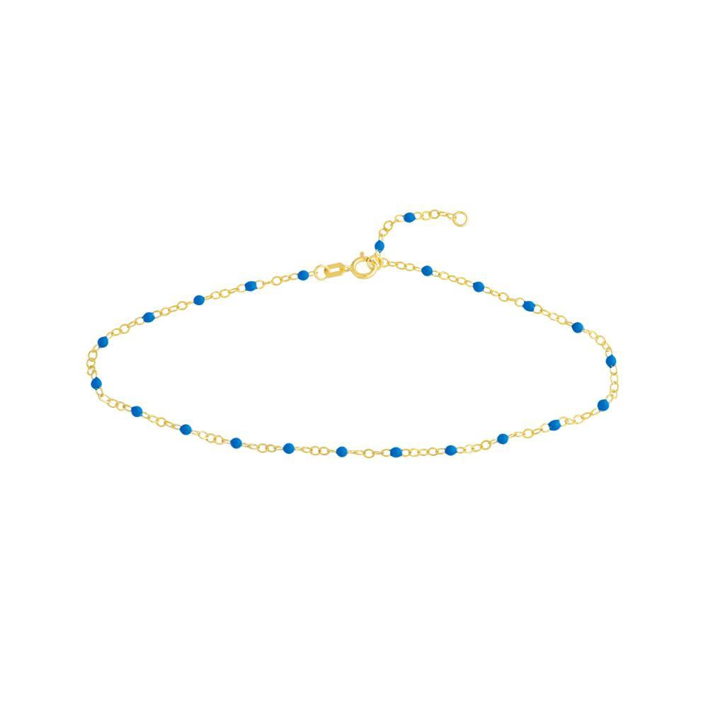 HAWLEY ST Cobalt Enamel Bead on Piatto Chain 7.5" Bracelet