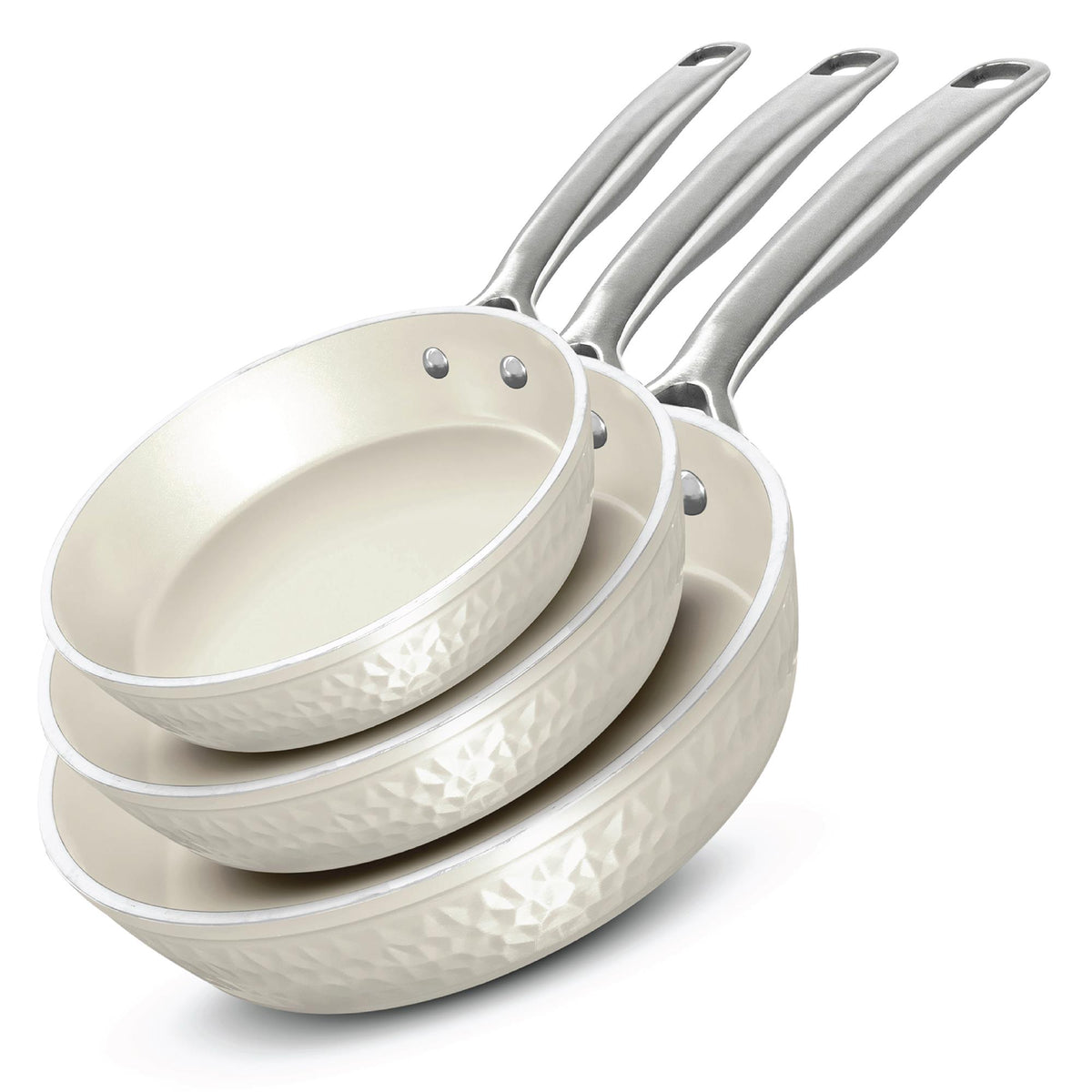 Gotham Steel Cookware Pro Hammered Frying Pan Set Size 3 Pieces