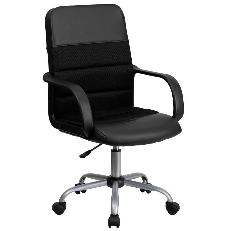 OSC Designs Mid-Back Black LeatherSoft and Mesh Swivel Task Office Chair