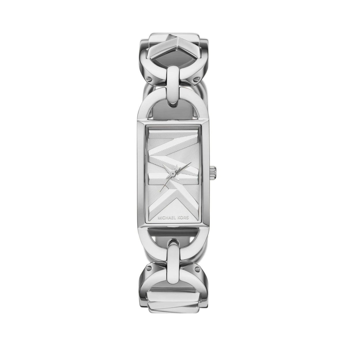 Michael Kors Ladies' Mini Empire Silver-Tone Stainless Steel Watch Silver MK Logo Dial
