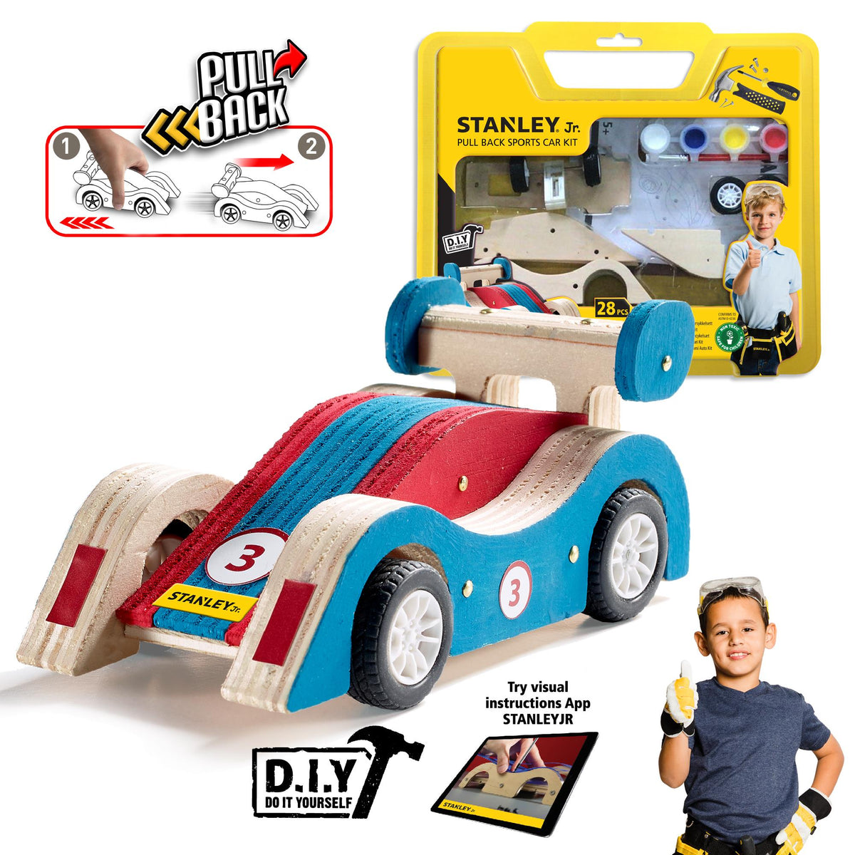Red Toolbox Stanley Jr. DIY Pull Back Race Car Kit