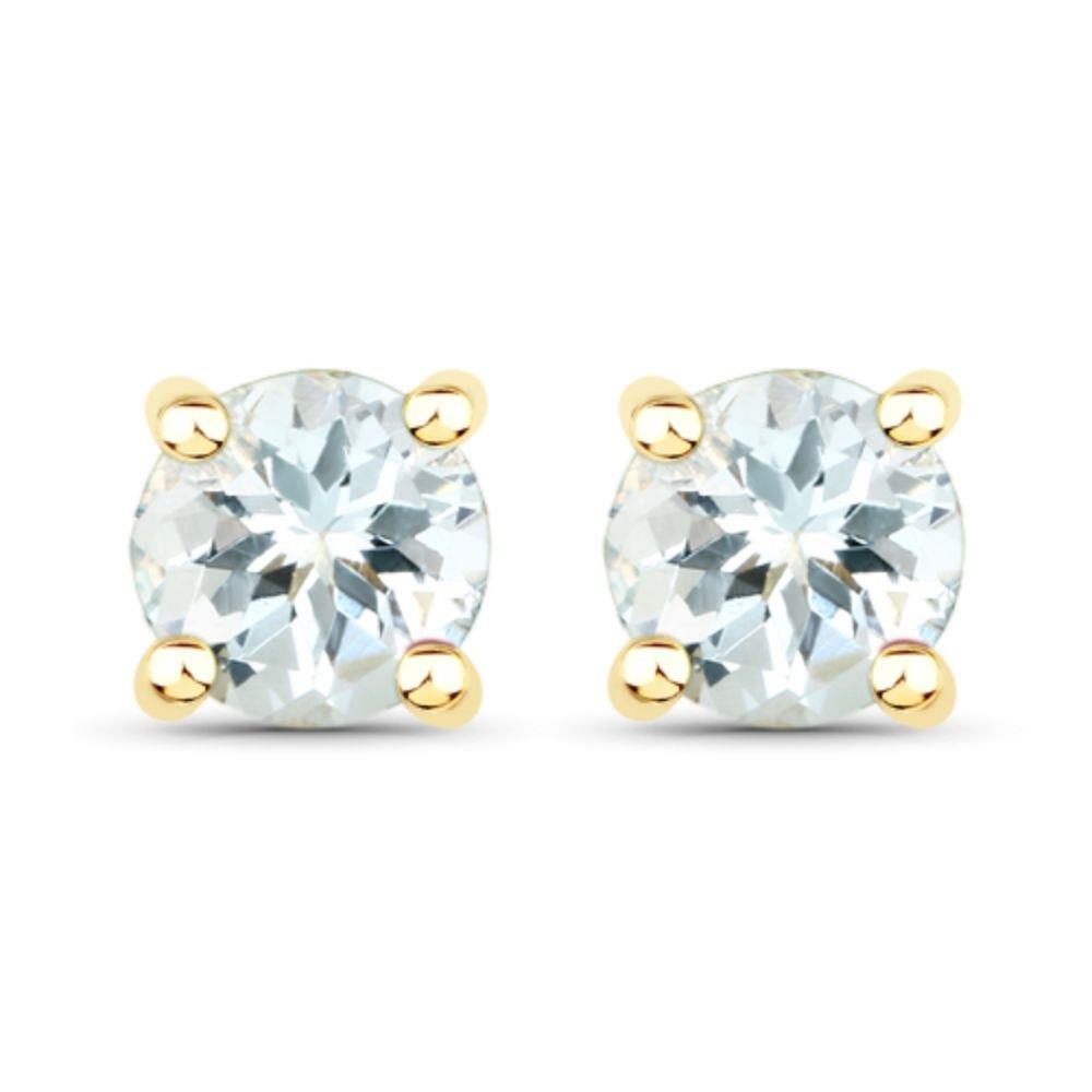 Prestige Boutique Diamonds Round Aquamarine Earrings Size 3 MM