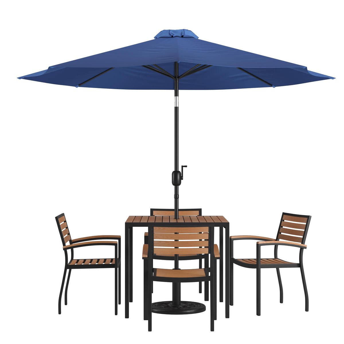 OSC Designs 7 Piece Patio Set: Blue Umbrella