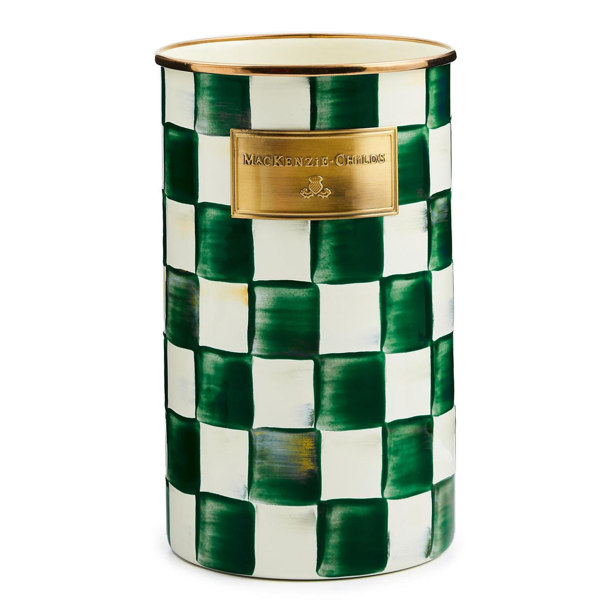 MacKenzie Childs Emerald Check Utensil Holder