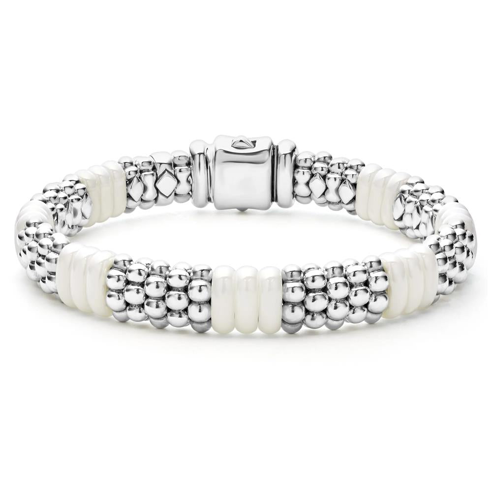 Lagos White Ceramic Caviar Beaded Bracelet 9mm
