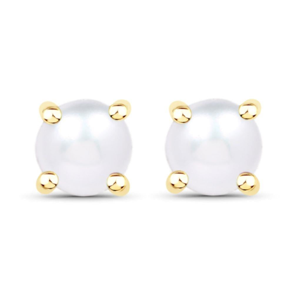 Prestige Boutique Diamonds Round Pearl Earrings Size 3 MM