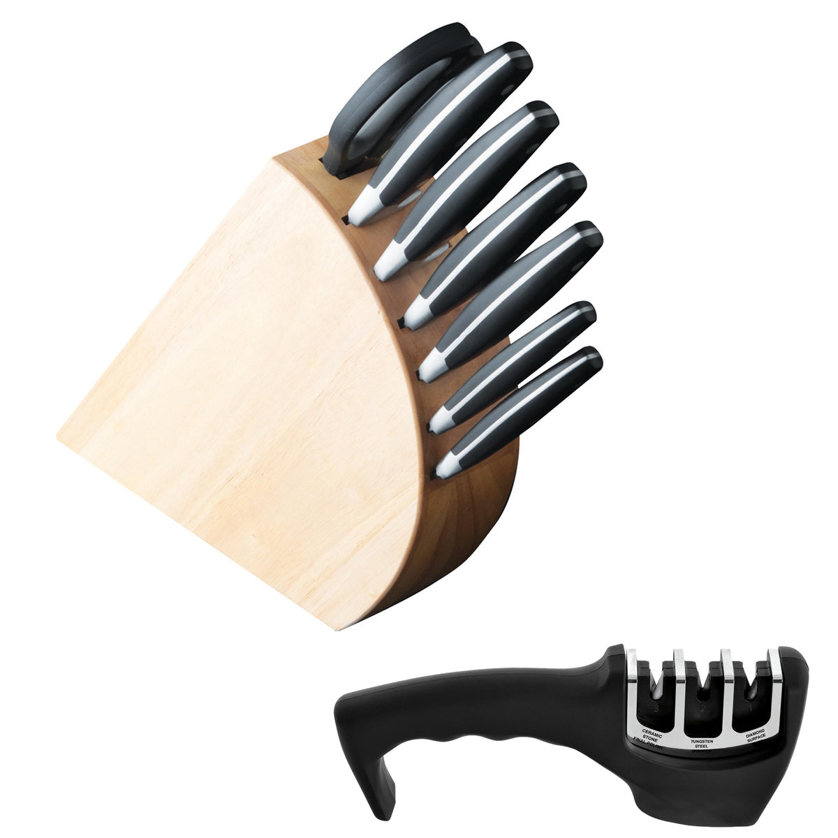BergHOFF Forged 9pc Stainless Steel Knife Block Set with 3-in-1 Sharpener