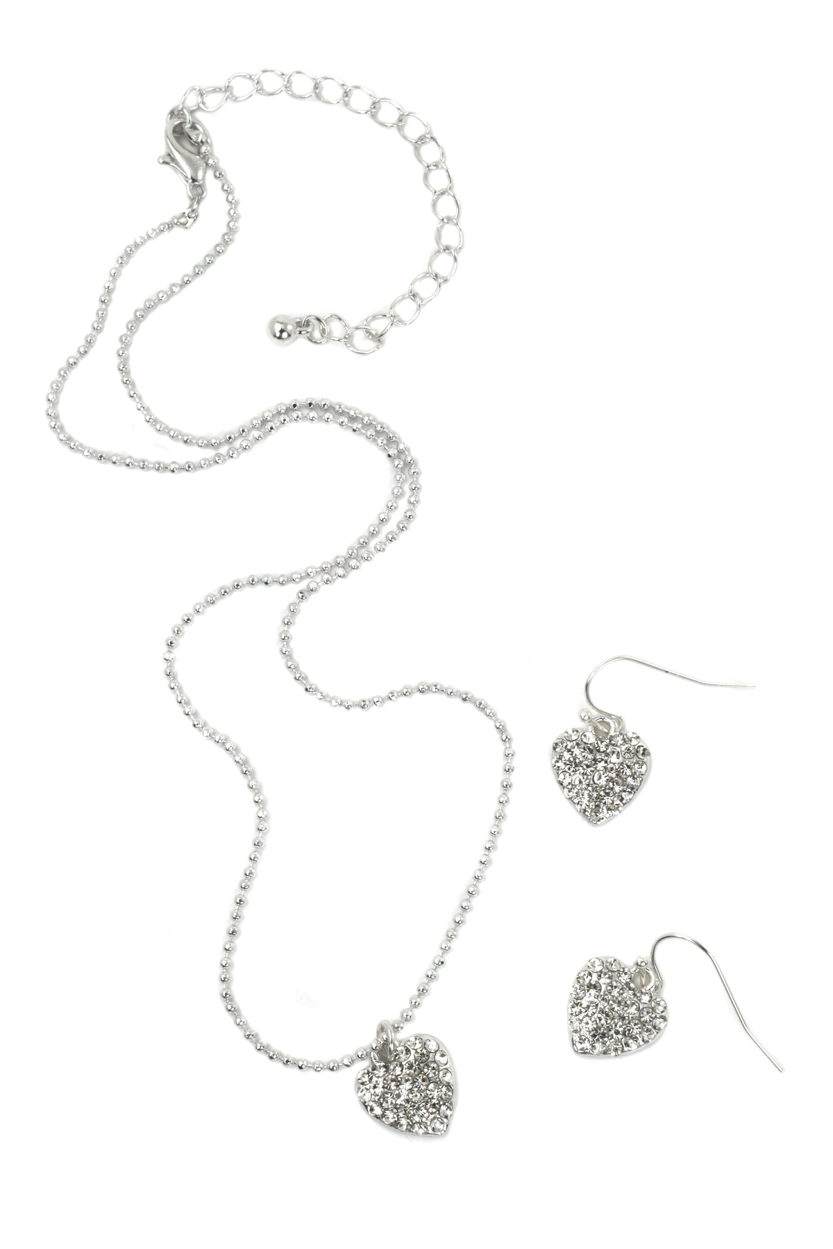 DKD Tiny Crystal Heart Necklace and Earring Set