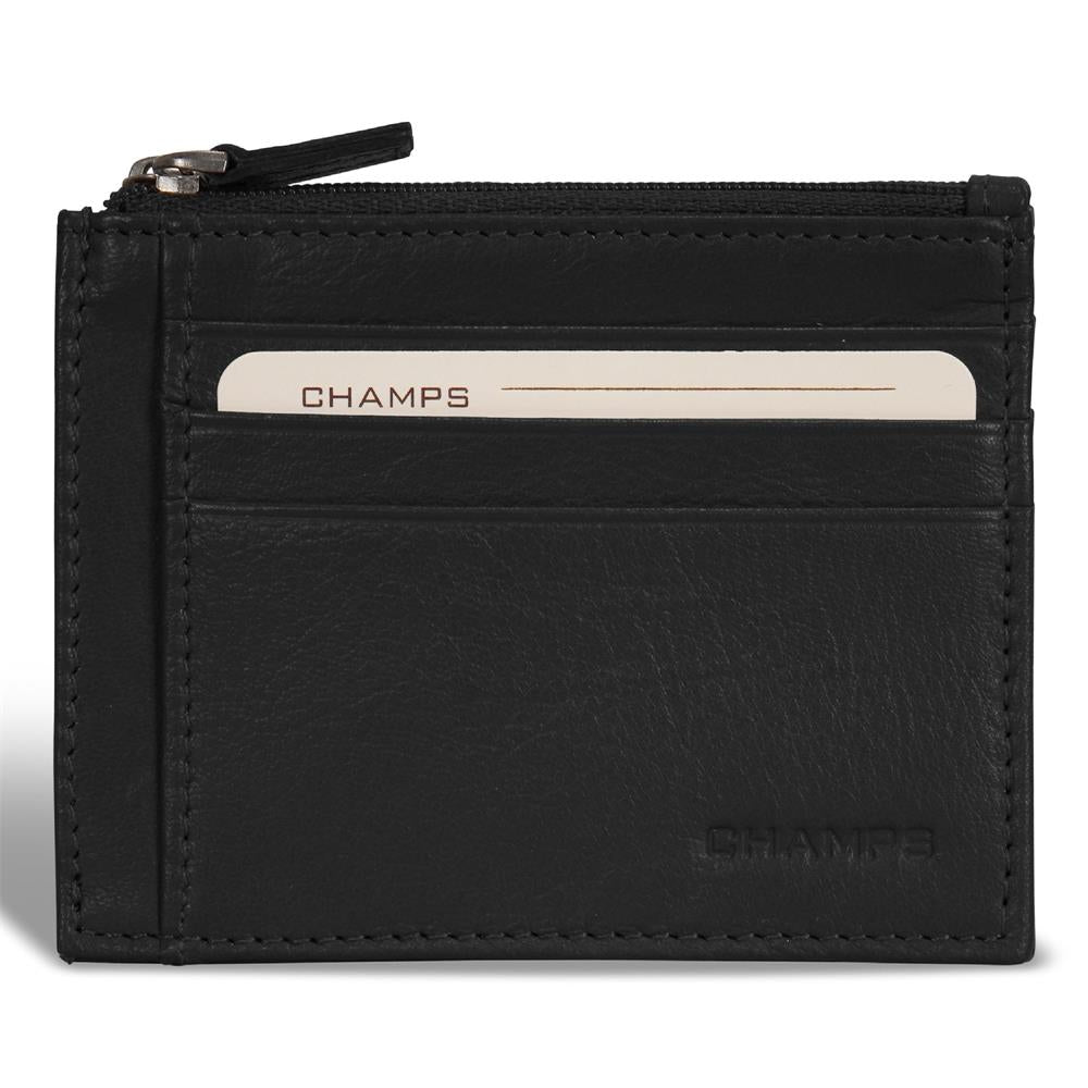 Champs Luggage Onyx Leather Zip Card Case Size 4.5"x3.5"