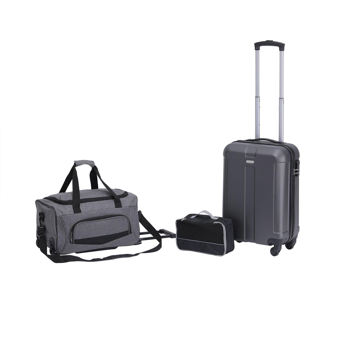 Triple Play 3pc Travel Set - Hardside Carry-On Wheeled Duffel Packing Cube