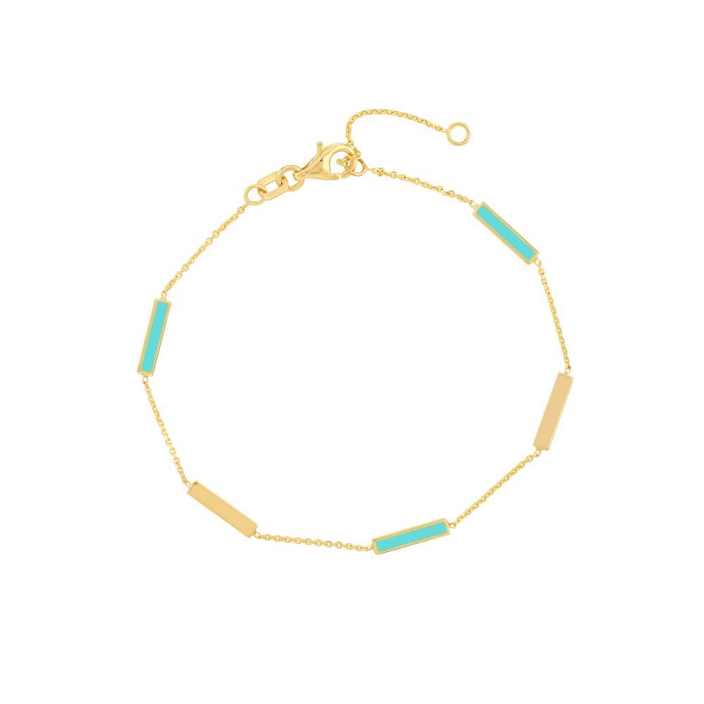 HAWLEY ST Turquoise Enamel Alternating Bar Station 7.5" Bracelet