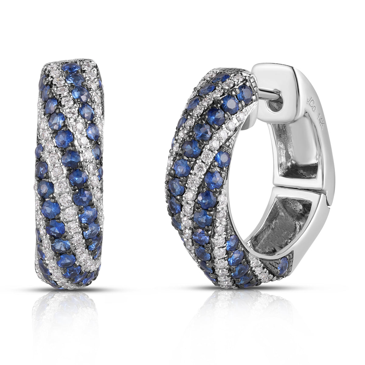 Jilco Inc Sapphire and Diamond Hoop Earrings