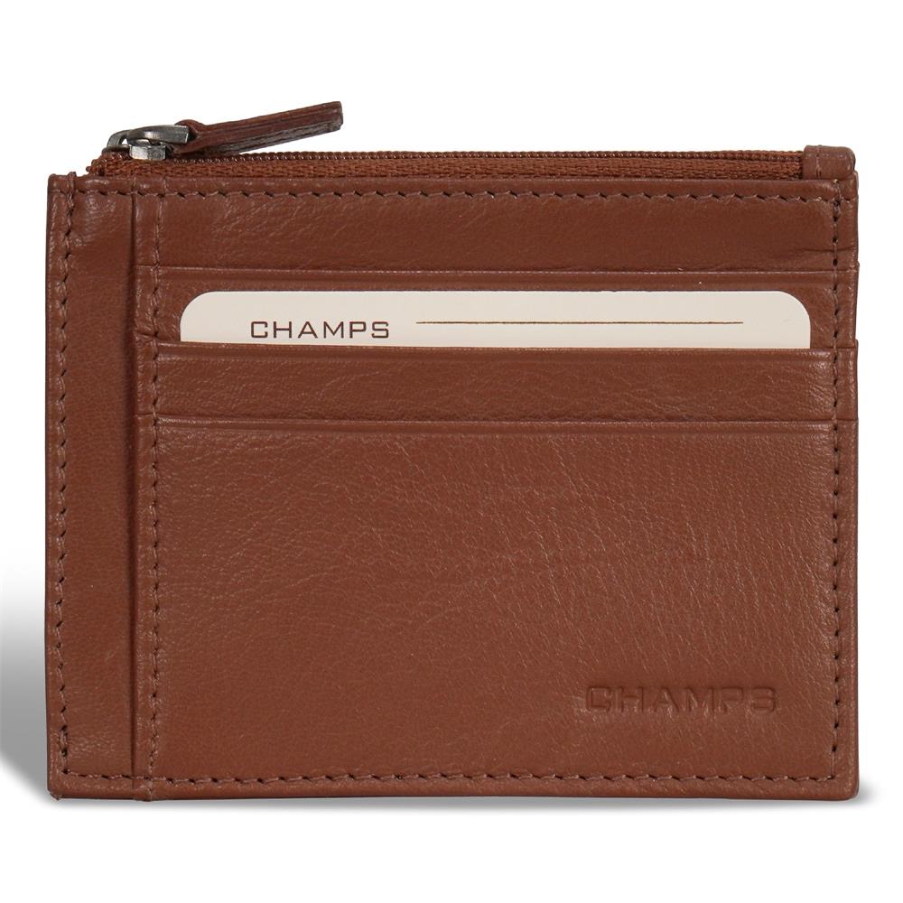 Champs Luggage Onyx Leather Zip Card Case Size 4.5"x3.5"