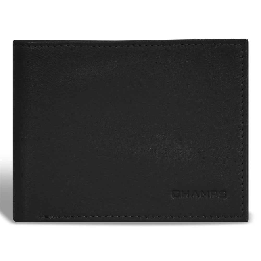 Champs Luggage Onyx Leather Center Wing Wallet Size 4.25"x3.5"