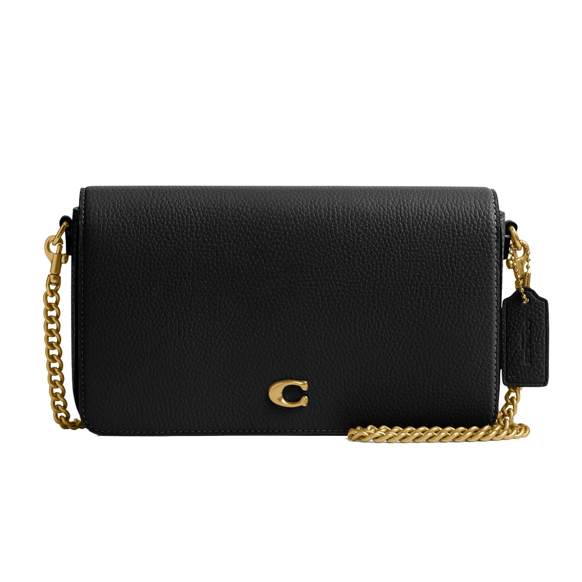 COACH Polished Pebble Leather Mila Crossbody - Black/Brass