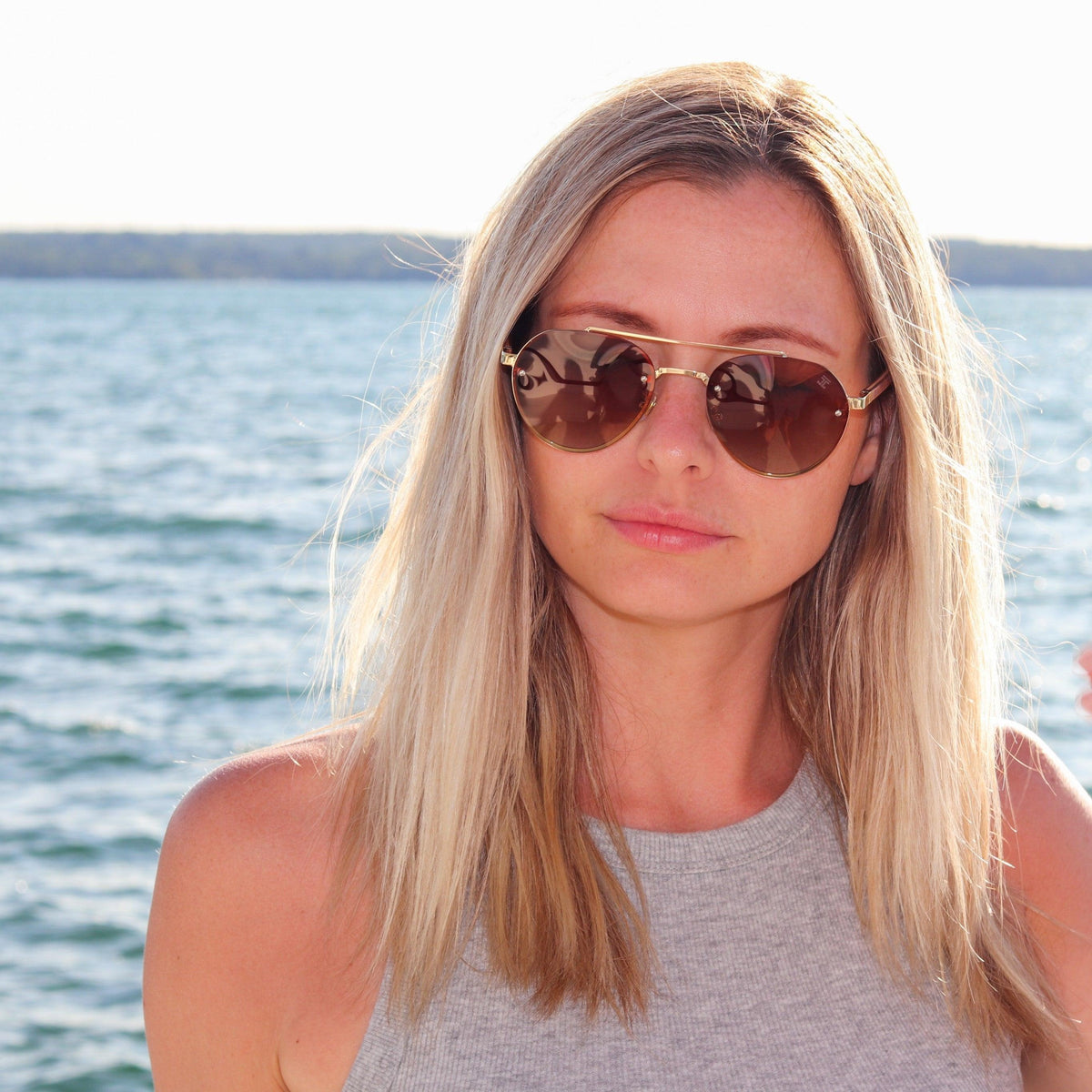 Joycoast Dilon - Aviators Wooden Sunglasses Grey