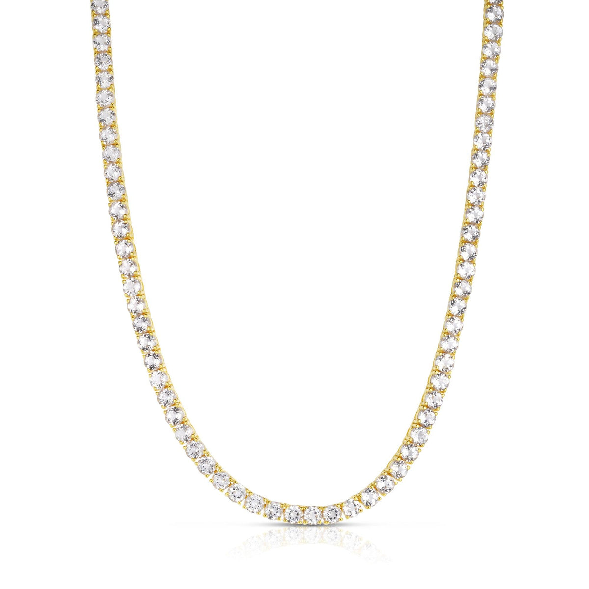 Jilco White Topaz Tennis Necklace Gold