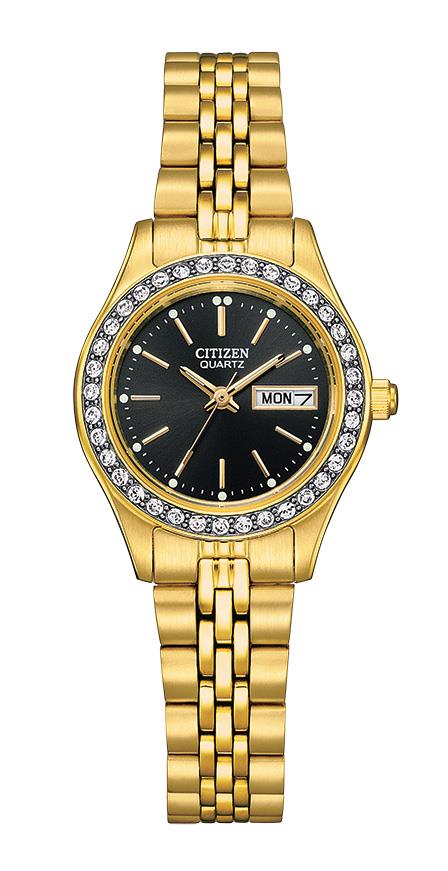 Citizen Watch Ladies' Quartz Watch, Gold-tone with Black Dial