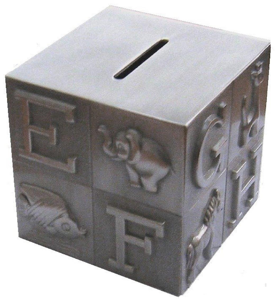 Stark Home Pewter Plated Abc Block Bank