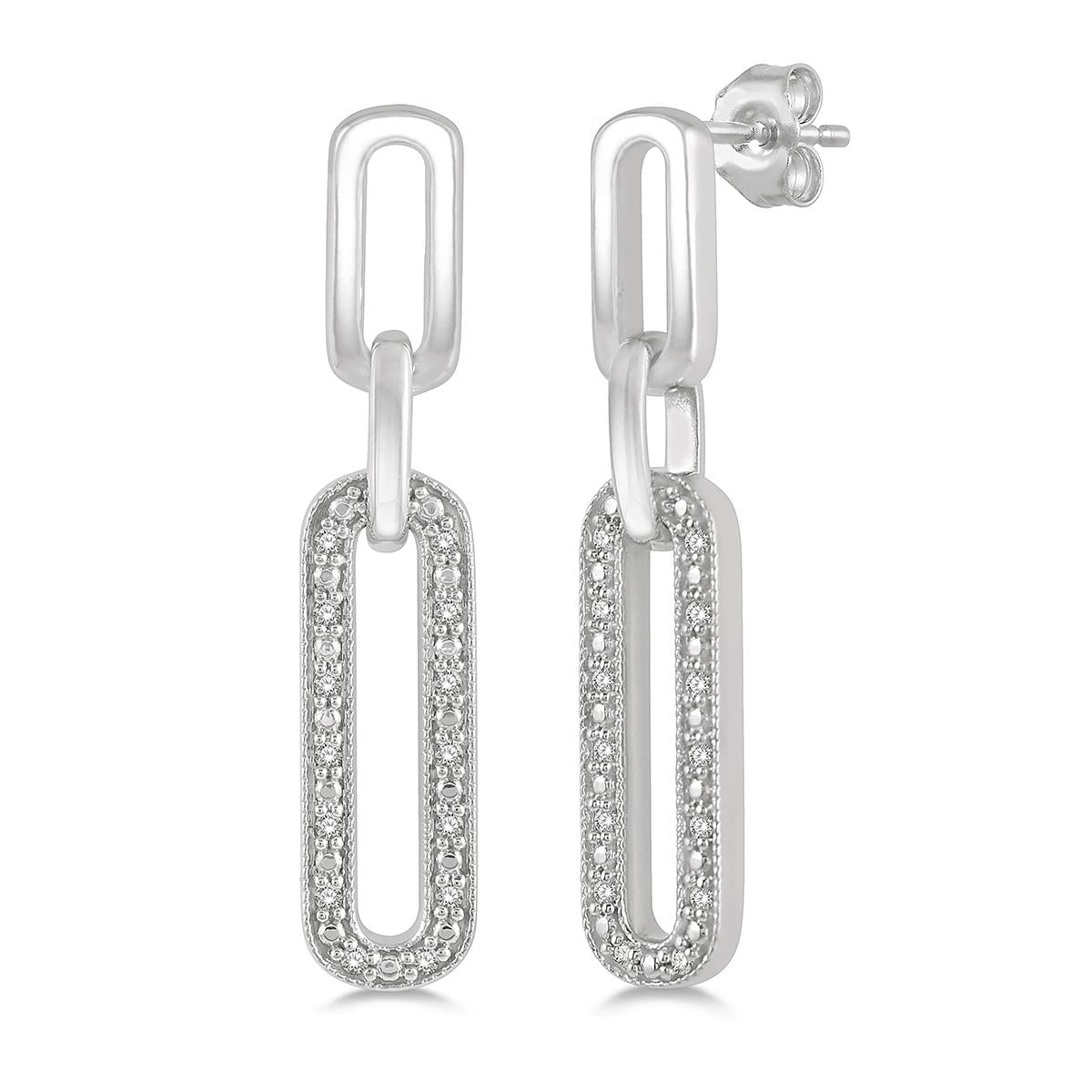 Jilco Inc Diamond Paperclip Link Earrings