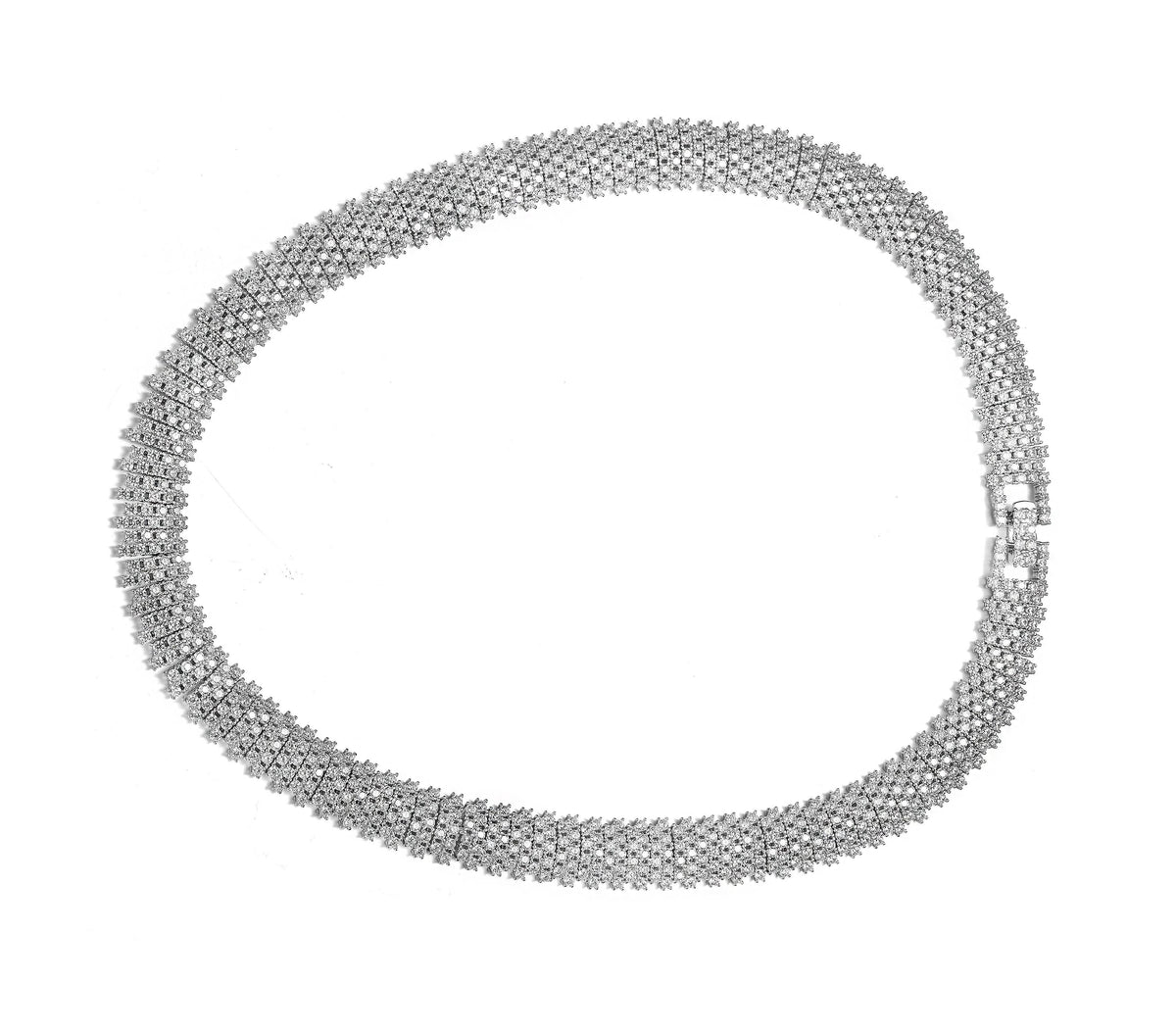 GENEVIVE Rhodium CZ Statement Necklace Size 16''