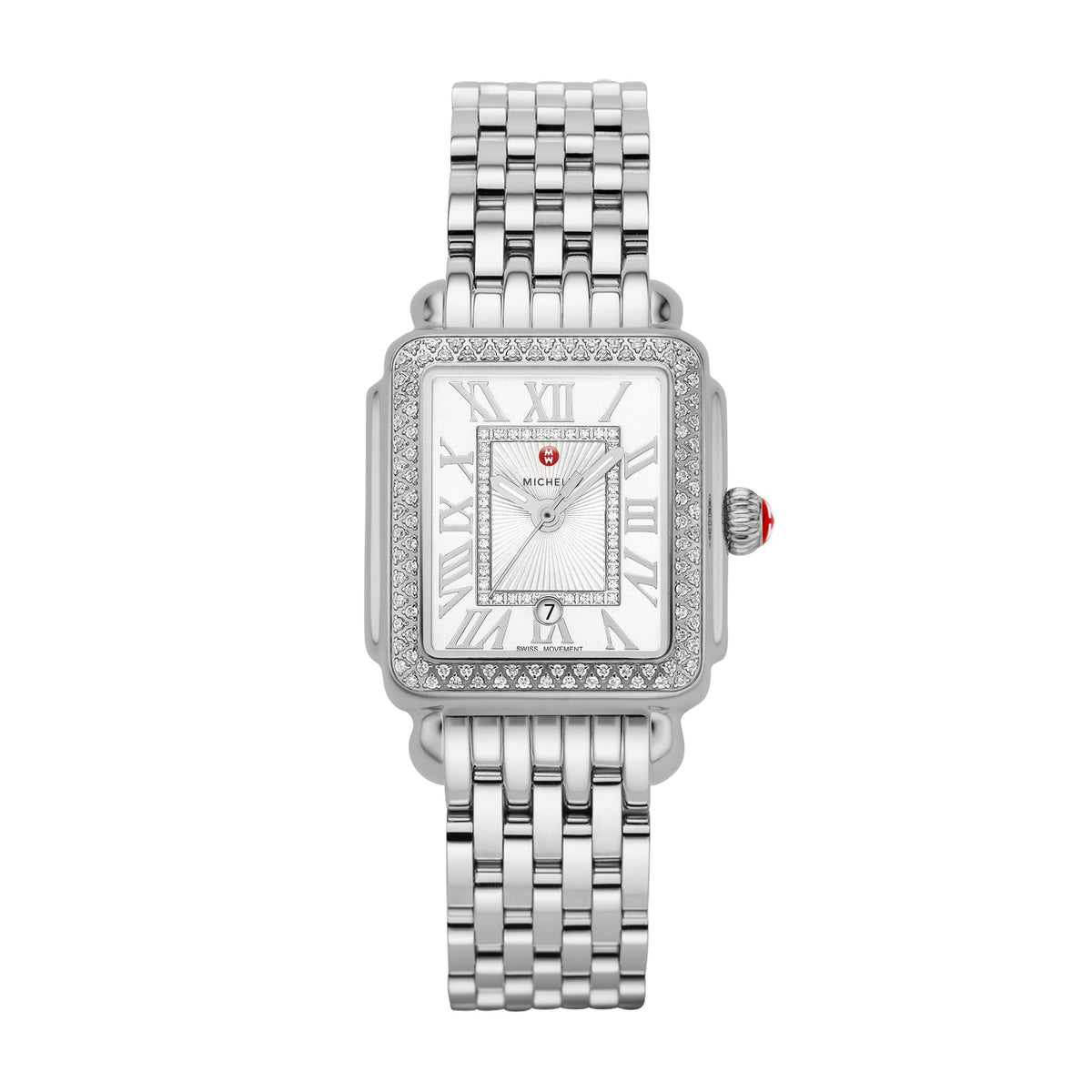 Michele Ladies Deco Madison Mid Silver-Tone Diamond Watch 148 Diamonds