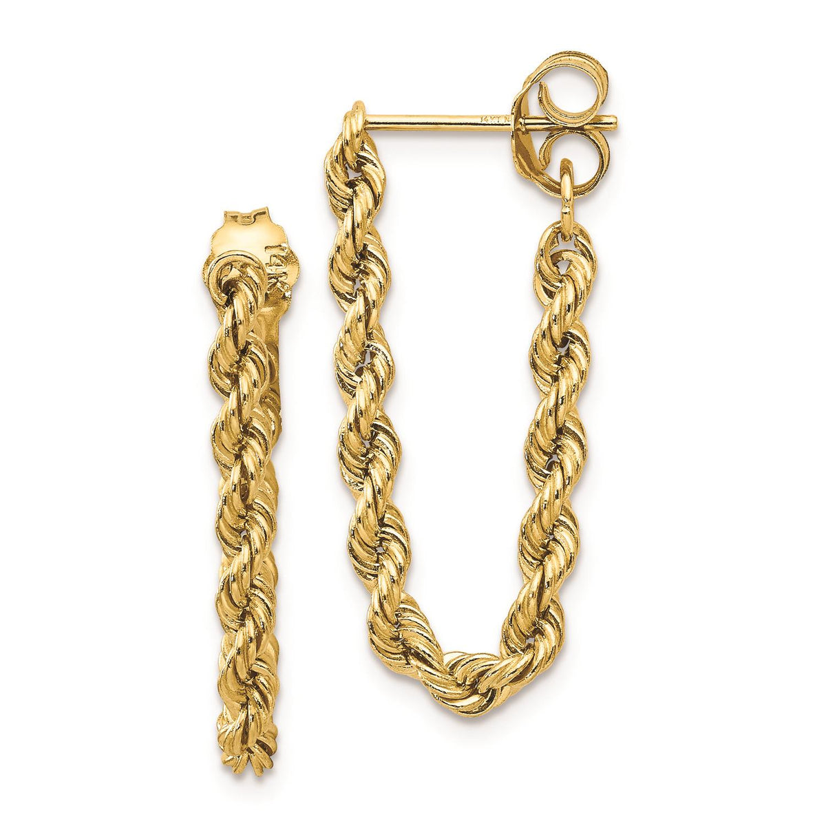 Distinctive 14K Yellow Gold Hollow Rope Earrings