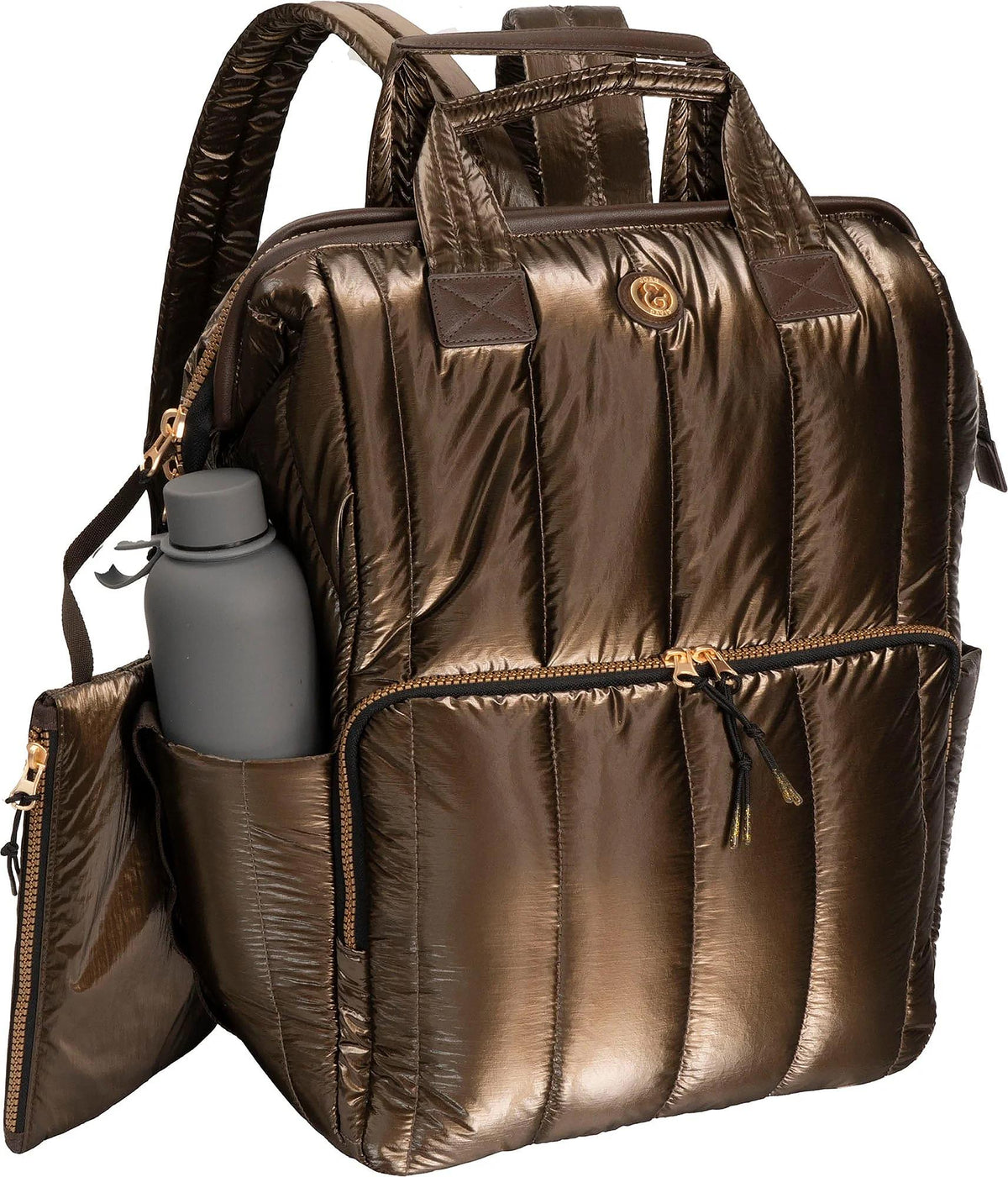 Joan & David Metallic Quilted Backpack Size 18"