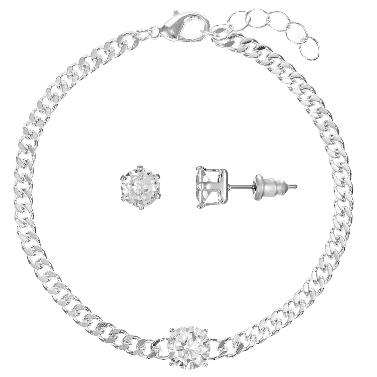 Joyful Sentiments Bracelet & Earrings Set with Round Cubic Zirconia