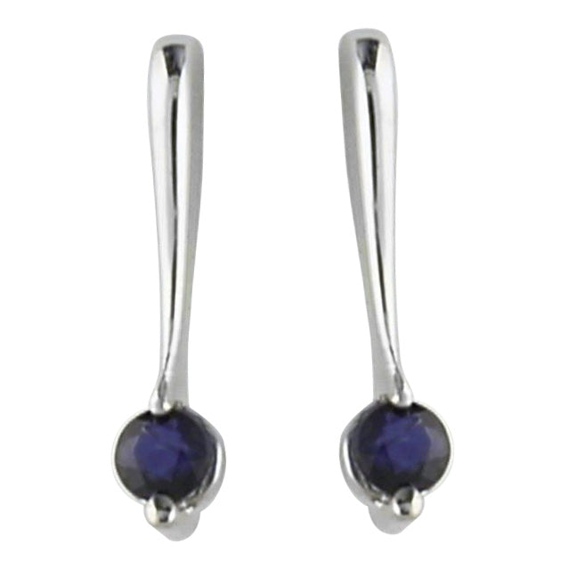 Distinctive 14K White Gold Sapphire Earrings