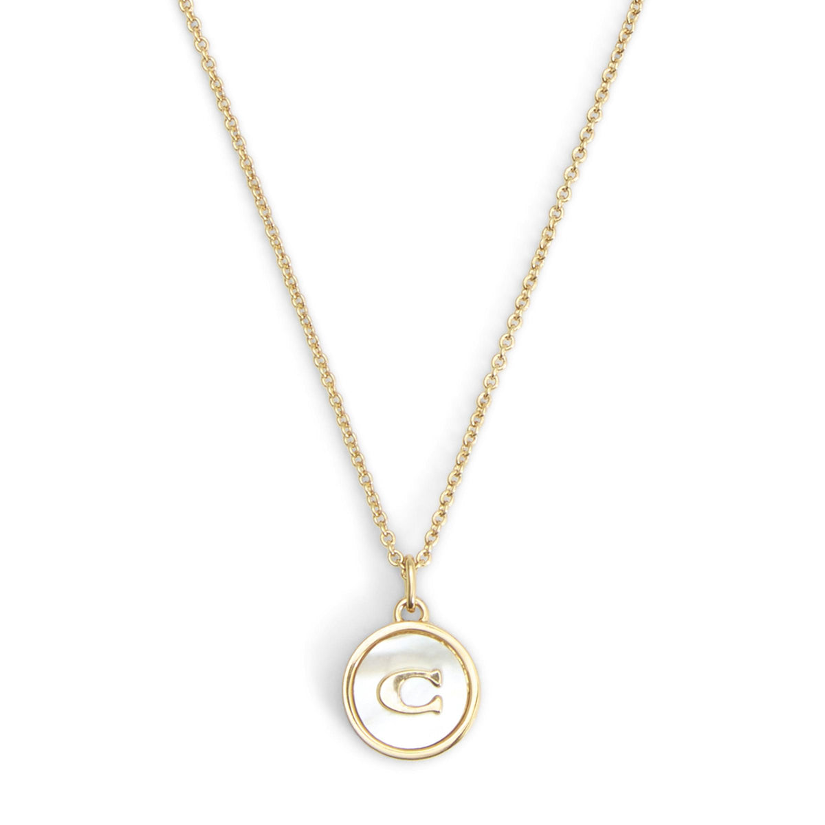 COACH Mother of Pearl Coin Pendant - Cream/Gold
