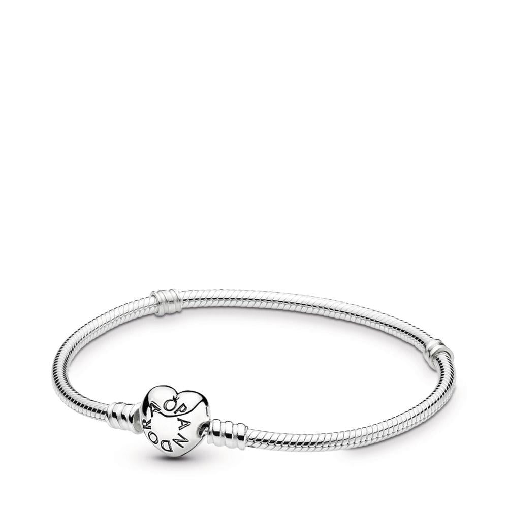 Pandora Moments Heart Clasp Snake Chain Bracelet Size 6.7"
