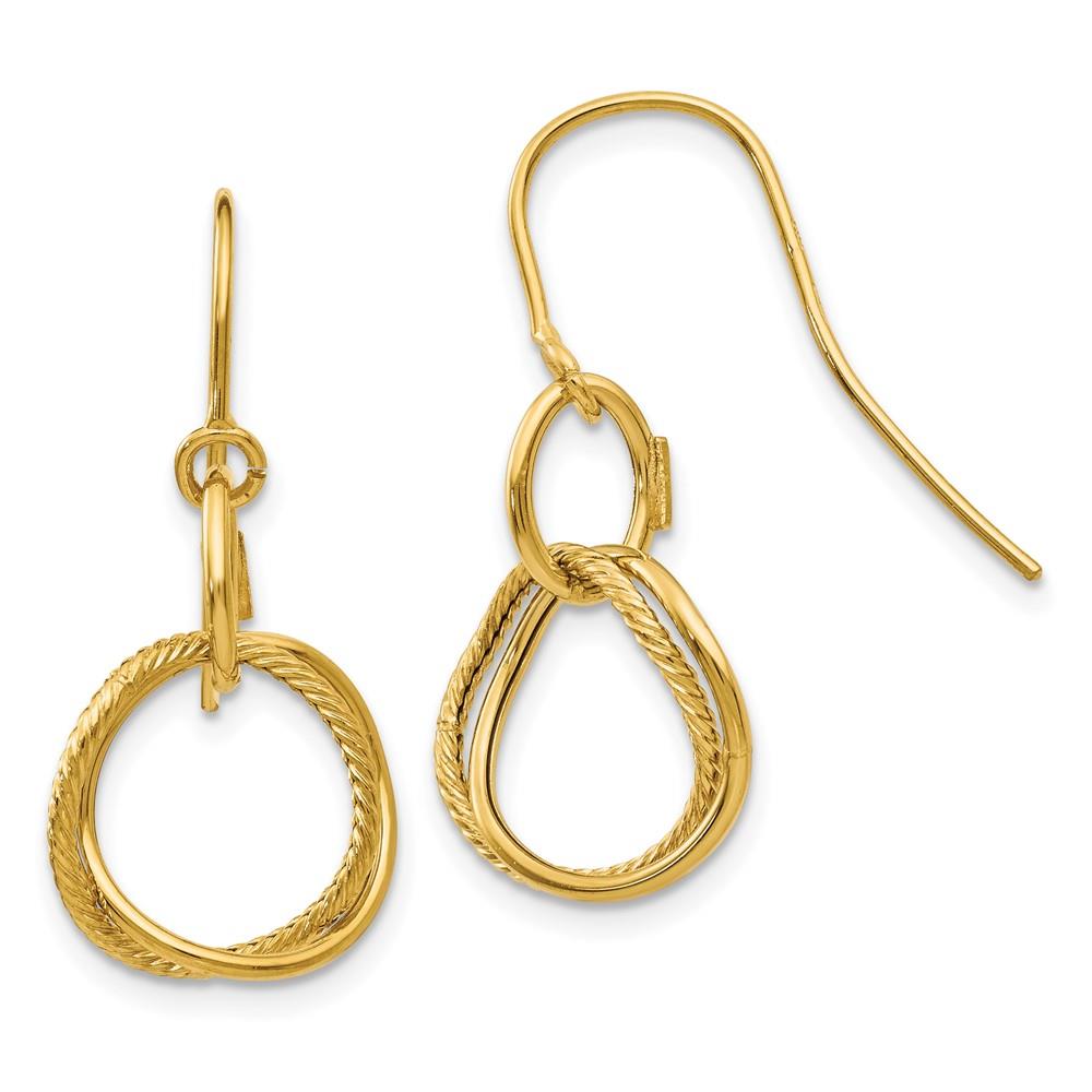 Distinctive 14K Small Twisted Circle Shepherd Hook Earrings