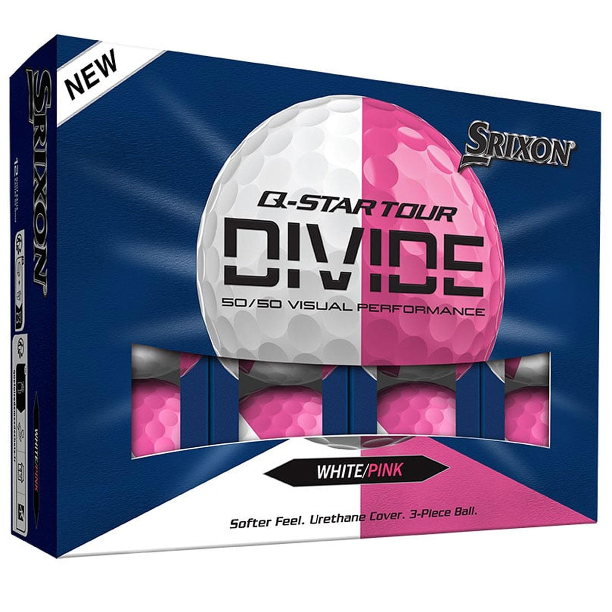 Srixon Q-Star Tour 6 Divide Golf Balls - White/Pink