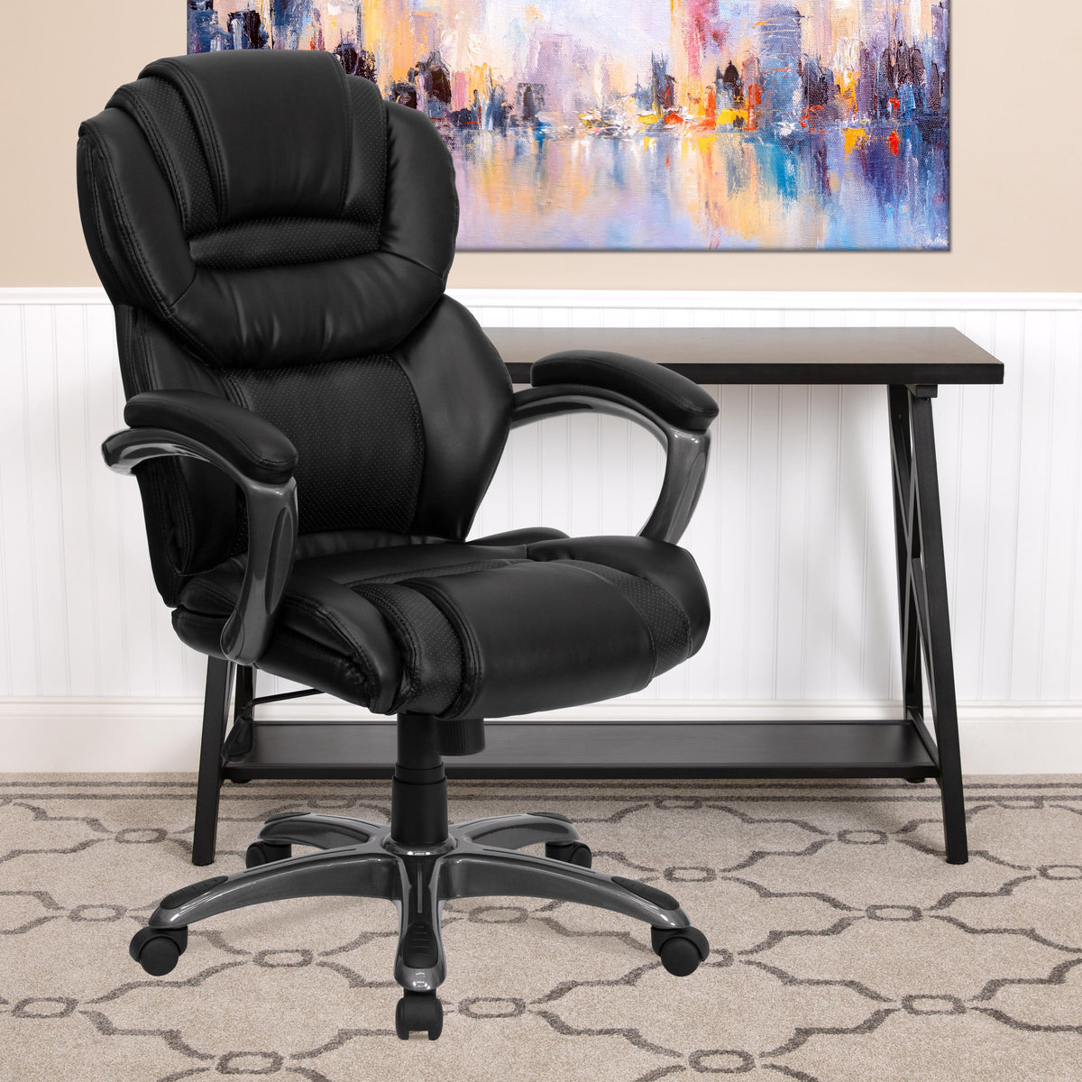 Flash Furniture High Back Black LeatherSoft Executive Swivel Ergonomic Office Chair