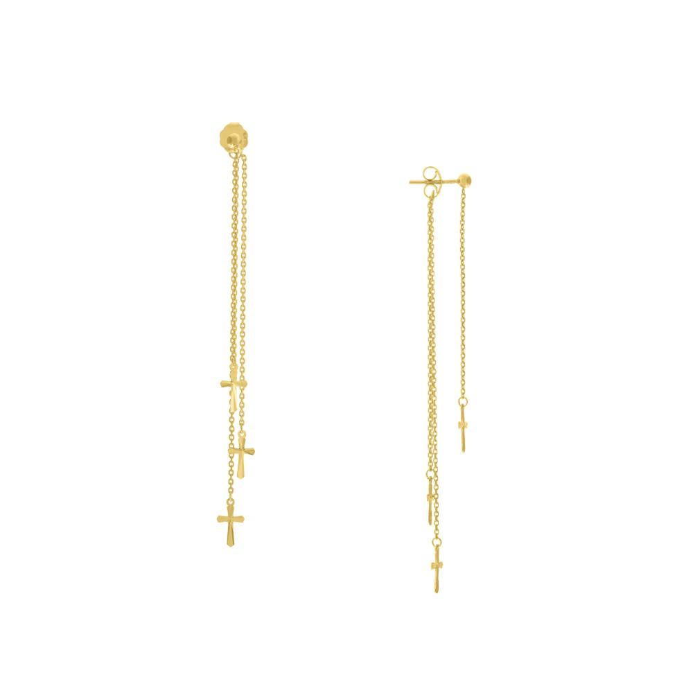 HAWLEY ST Front and Back Fluted Cross Earrings