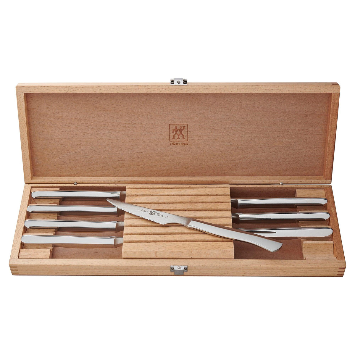 Zwilling 8pc Stainless Steel Serrated Steak Knife Set w/ Wood Gift Box