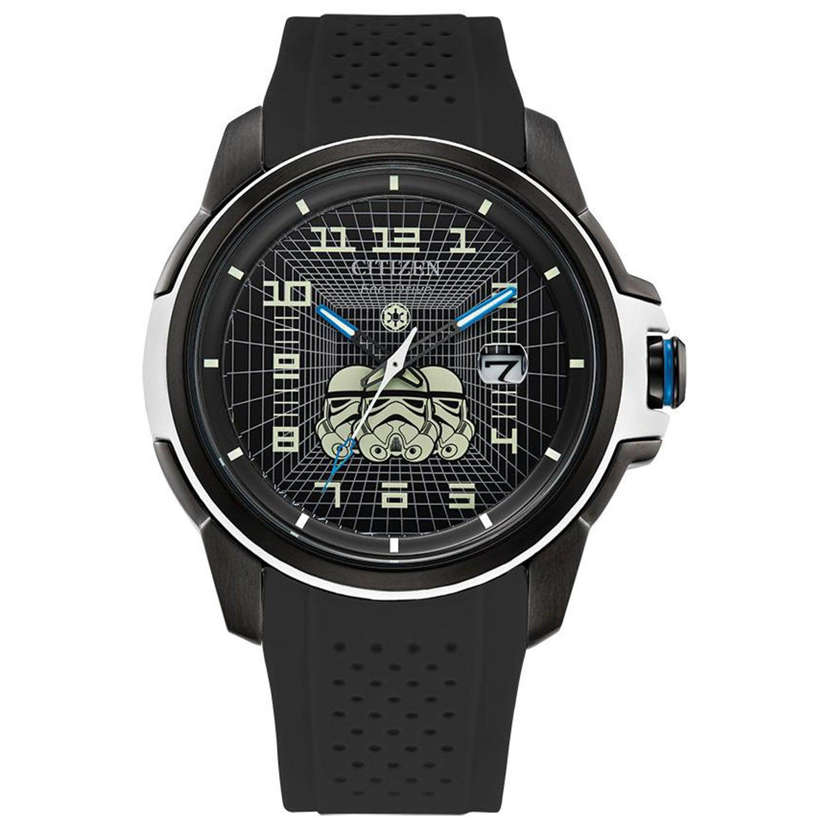 Star Wars by Citizen Men's Imperial Stormtrooper Eco-Drive Black Silicone Strap Watch Black Dial