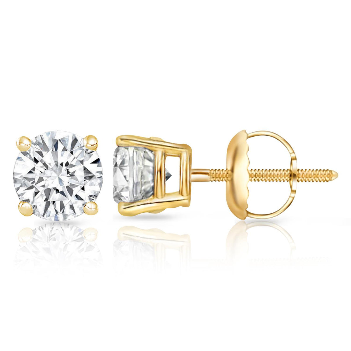 PARIKHS Princess cut Premium Diamond Stud 14K Rose Gold 0.09ct IJ Color,SI2 Clarity