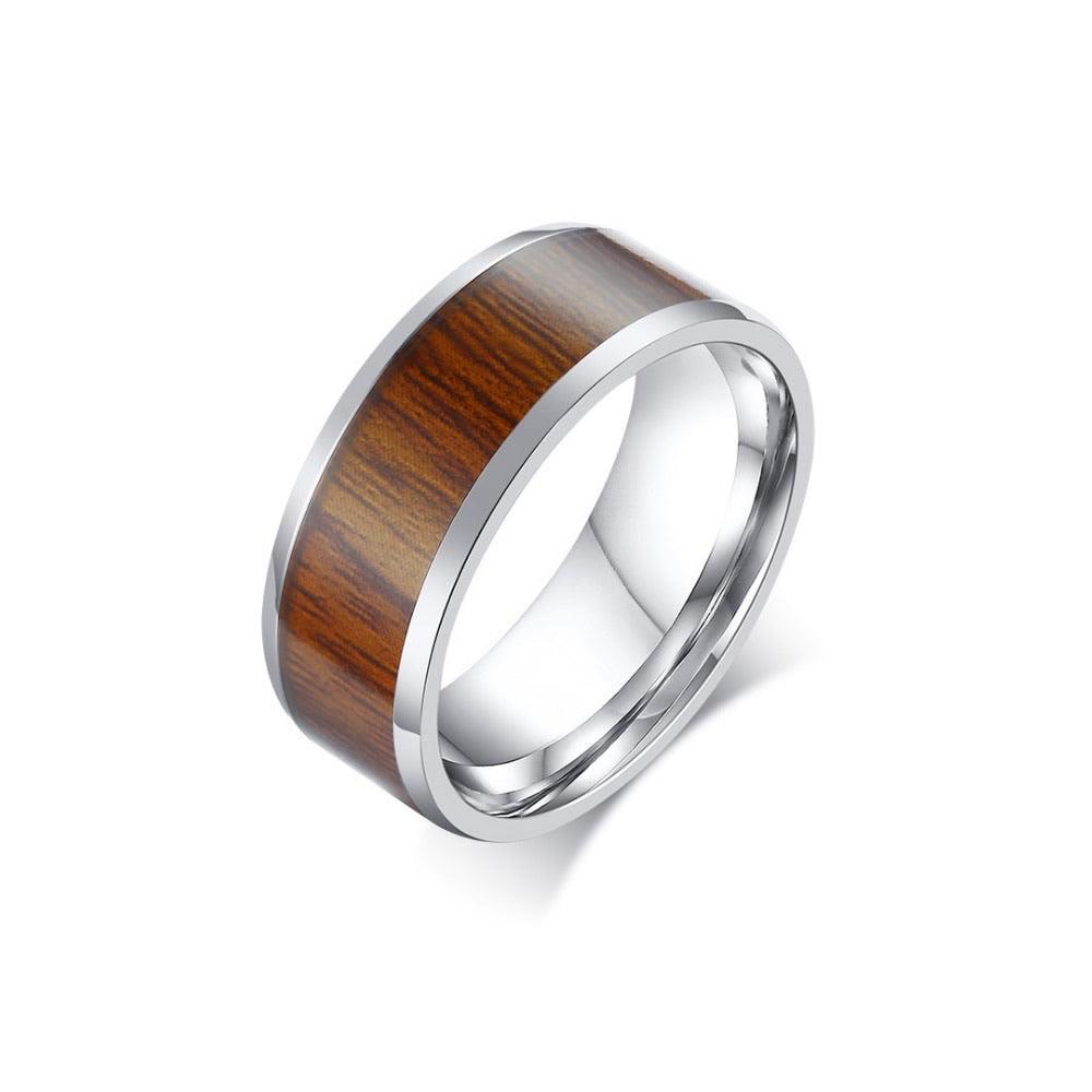 Joycoast Steel Axe - Stainless Steel & Koa Ring Size 12