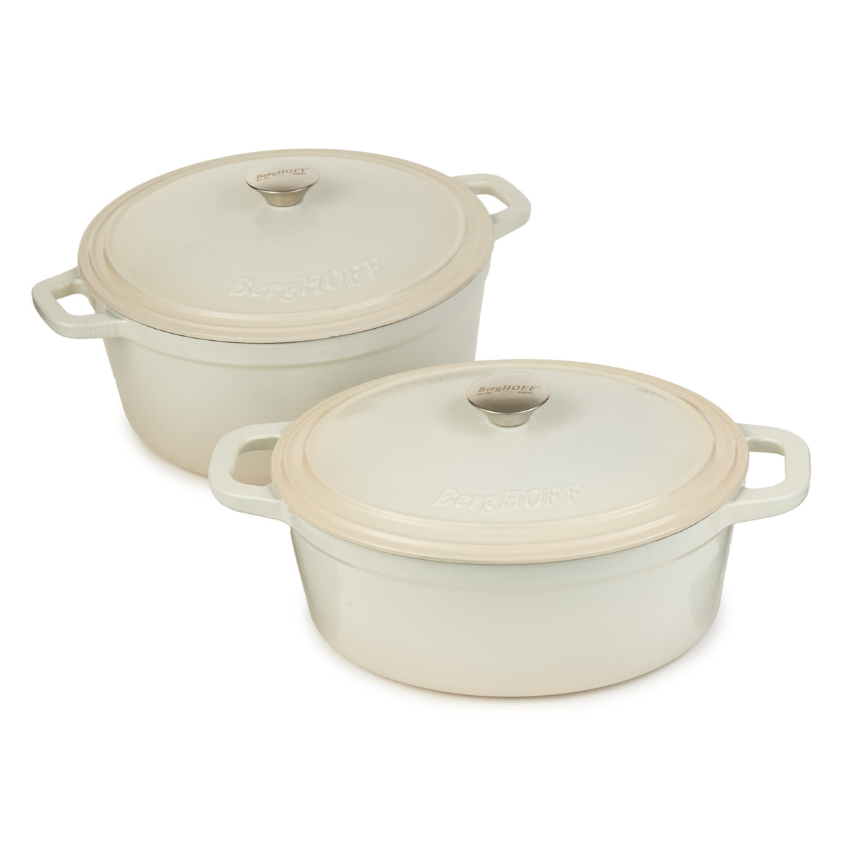 BergHOFF Neo 4pc Cast Iron Cookware Set, 5qt. & 7qt., Meringue