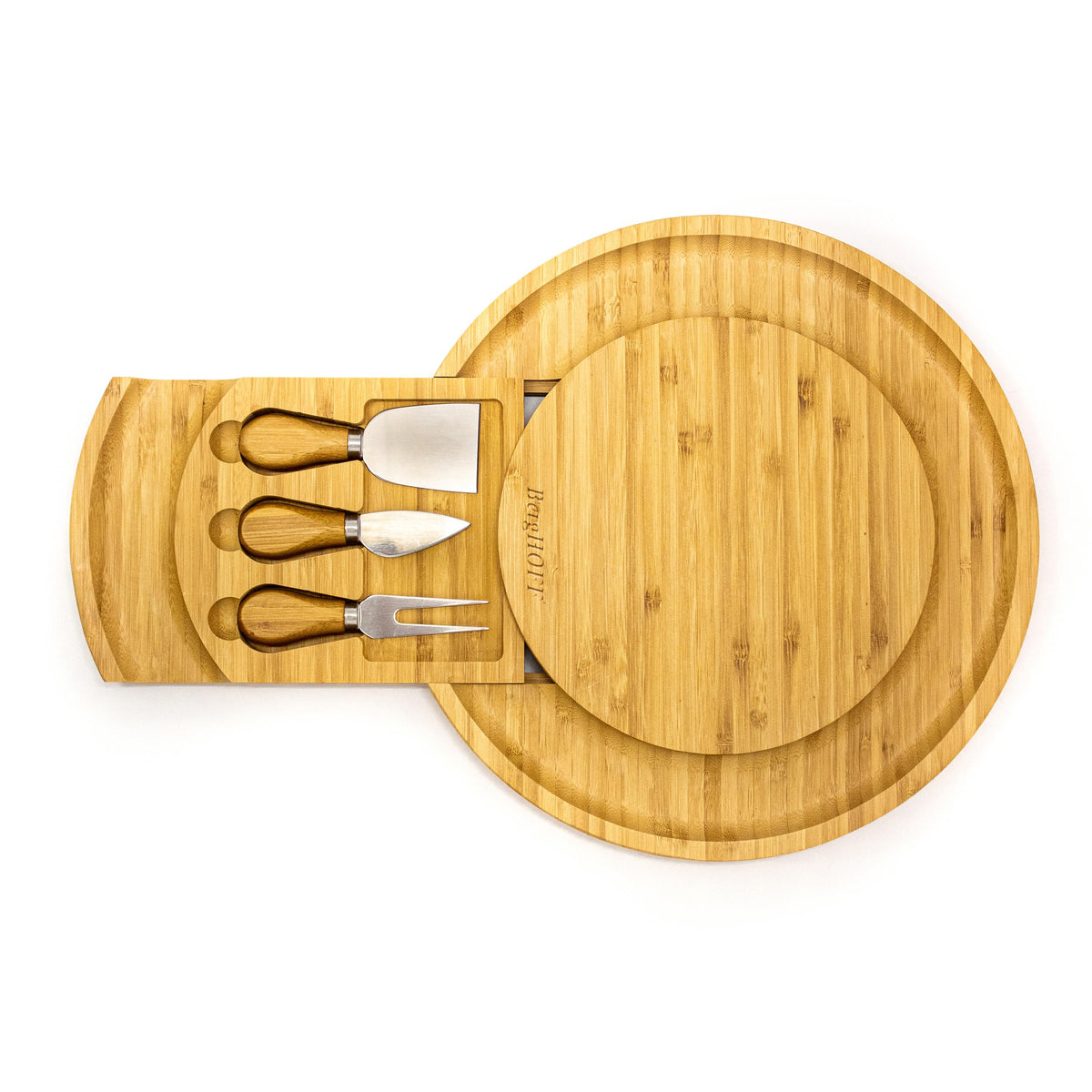BergHOFF Bamboo 4pc Multi-level Cheese Board Set, with 3 Tools, 13x1.5"