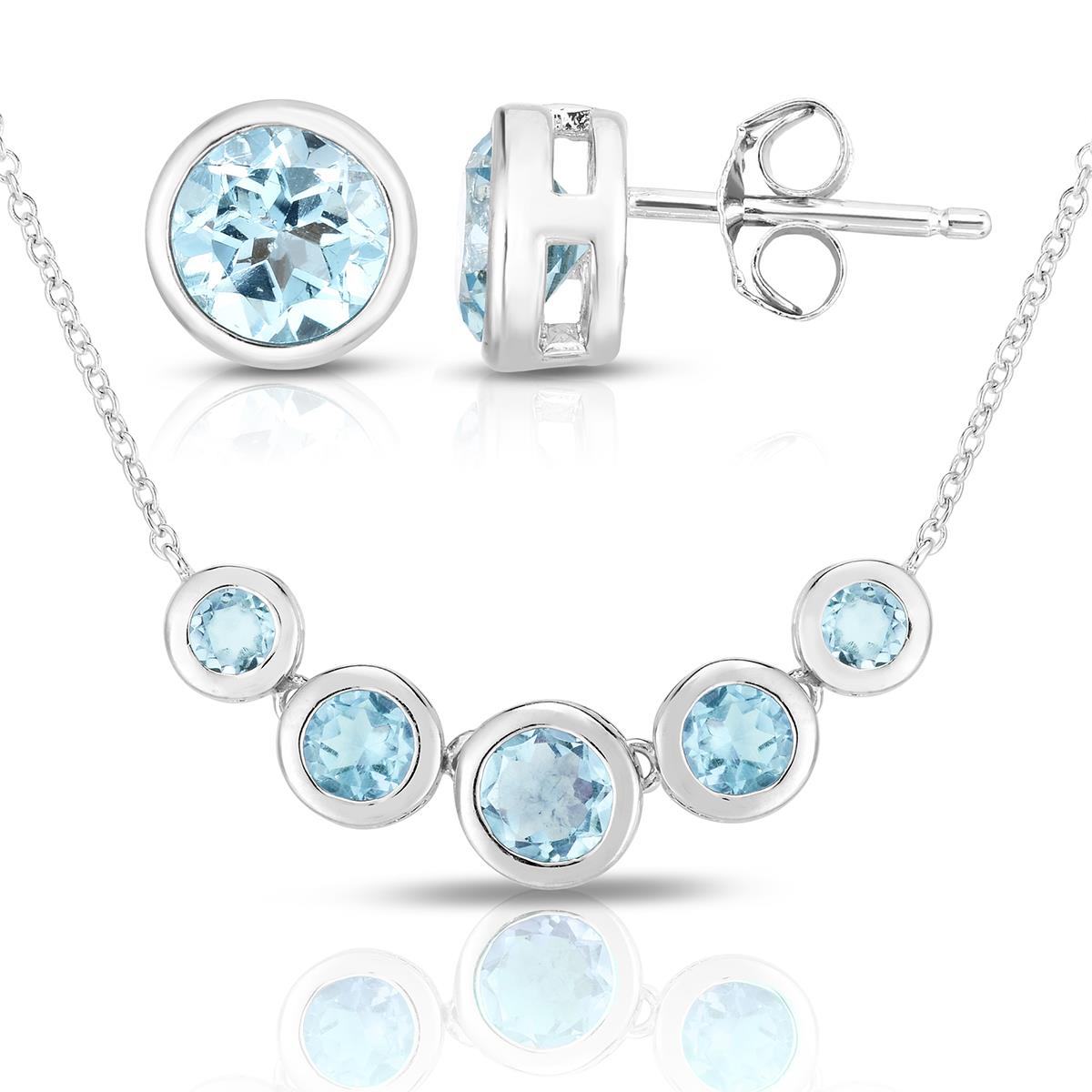 Jilco Inc Blue Topaz Earring & Necklace Set