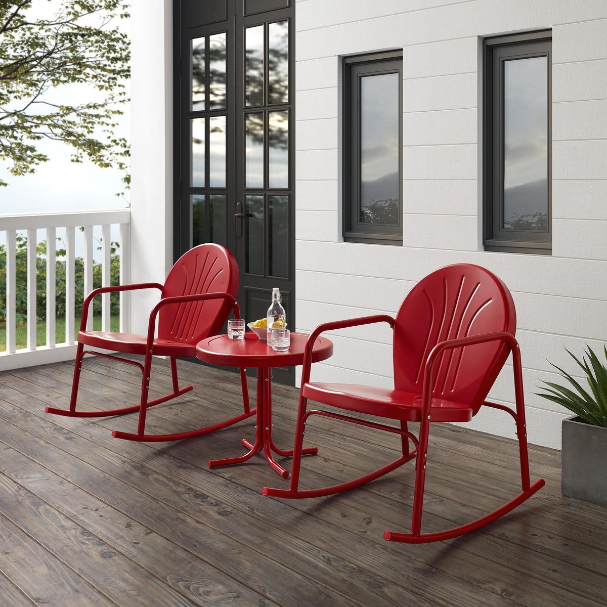 Crosley Outdoor Griffith 3Pc Retro Outdoor Rocking Chair Set