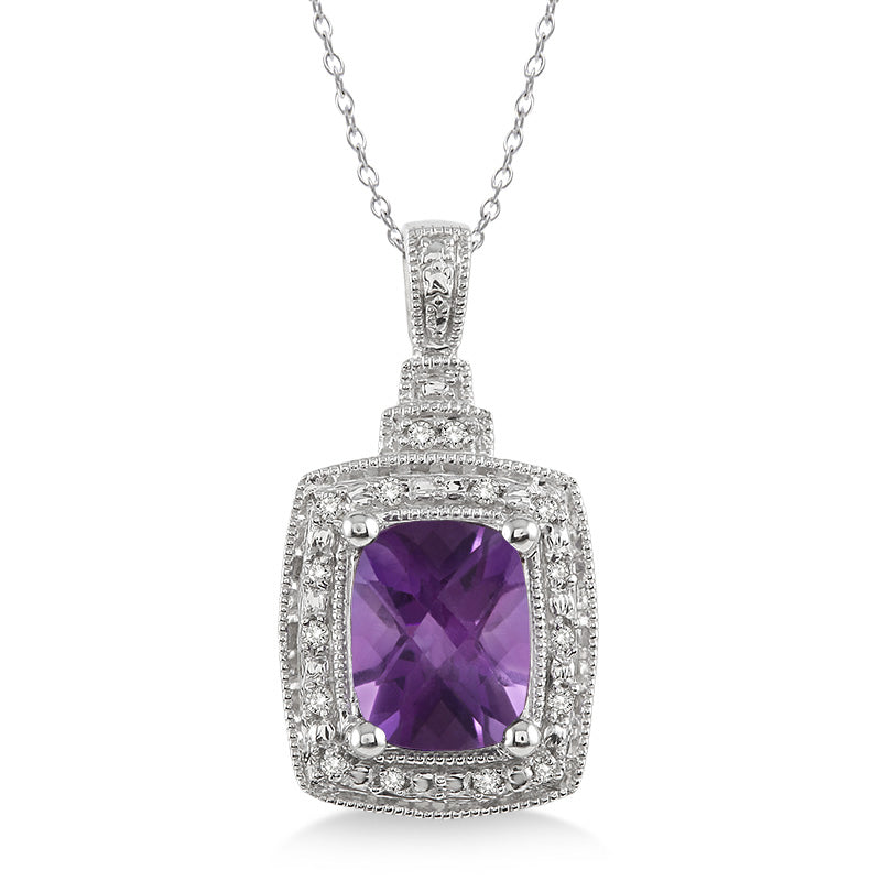 Jilco Inc Amethyst & Diamond Necklace