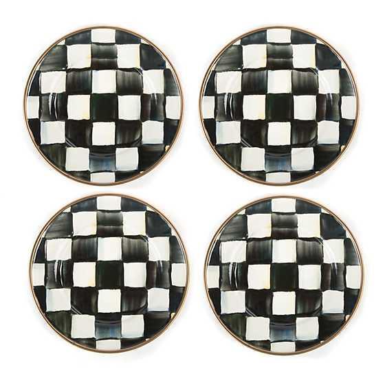 MacKenzie-Childs emerald check appetizer plates, set of 4