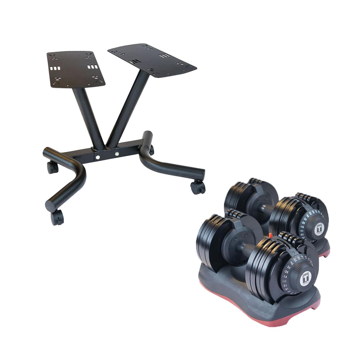 Body-Solid Tools Adjustable Dumbbells Pair w/Stand