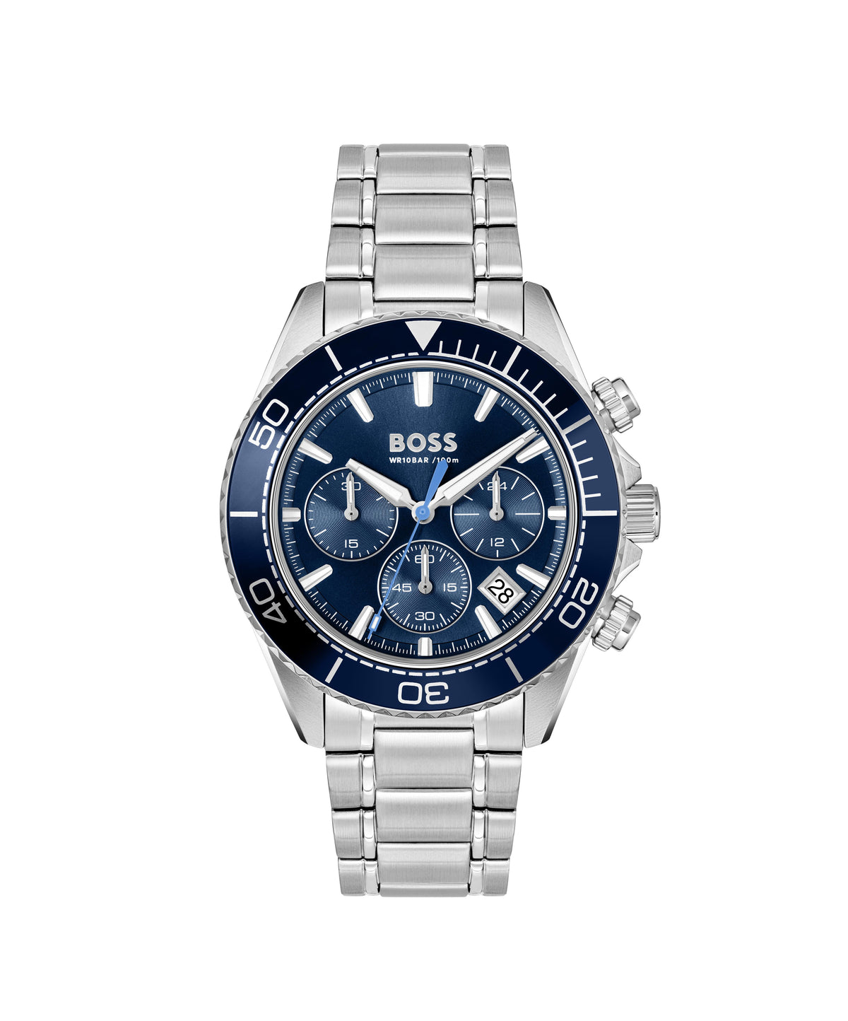 HUGO BOSS Boss Sealiner Gents. Stainless Steel Case & Bracelet. Blue Chronograph Dial.